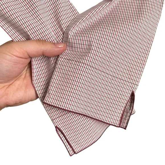 Lafayette 148 Size 4 Gingham Snap Collared Shirt Blouse Career Work Office - Picture 5 of 15